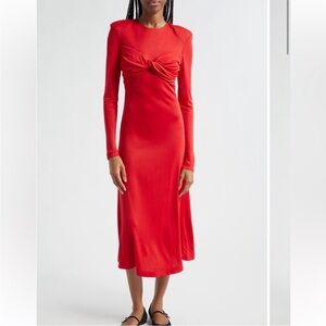 NWT SMALL - Red Twisted Cup Midi Dress